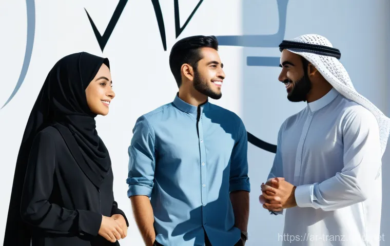 번역사와 고객의 계약 조건 협상 사례 - **Prompt:** A young Arab woman in her mid-20s, with a warm and intelligent expression, seated at a s...