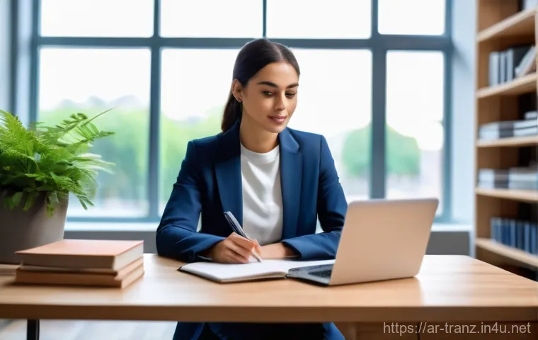 번역사가 자주 받는 질문 FAQ - **Prompt:** A diverse professional translator, a woman in her late 20s, with a focused expression, s...